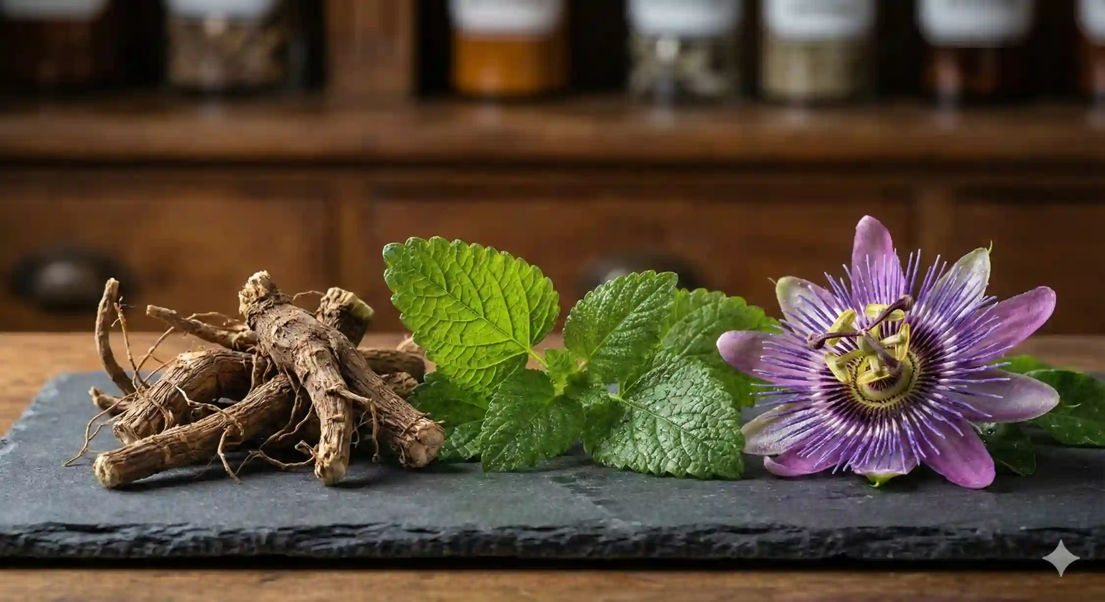 ترکیبات اصلی پکیج درمان پنیک شامل سنبلالطیب، بادرنجبویه و گل ساعتی.